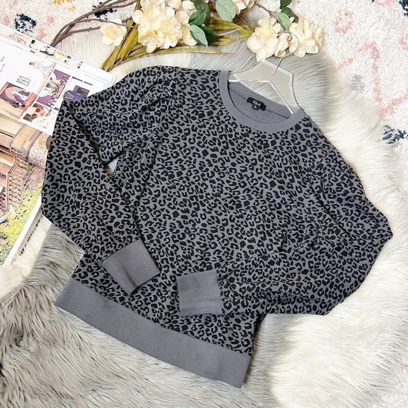 Rails Marcie Charcoal Mini Cheetah Women’s Lounge Cozy Crew Sweatshirt Sz XS - Picture 12 of 13